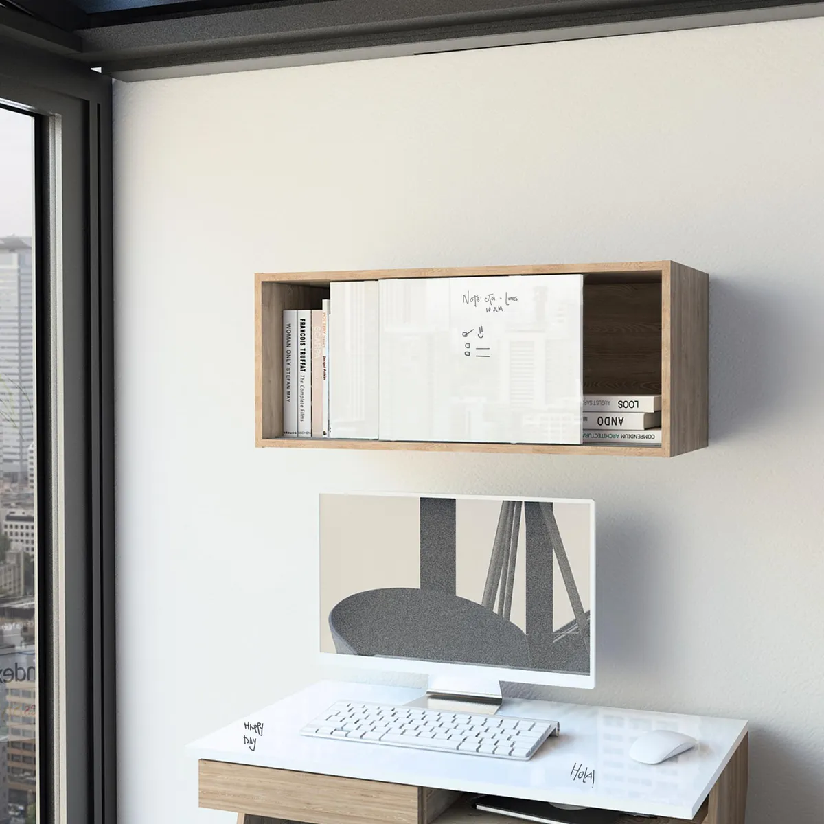 TUHOME - Gabinete con Puertas Corredizas Pizarra Acrílica