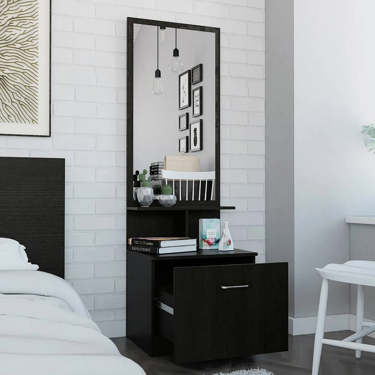 TUHOME - Velador con Espejo 1 Cajón Z-54