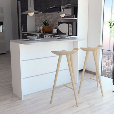 Barra Auxiliar de Cocina Fendi Cemento/Blanco