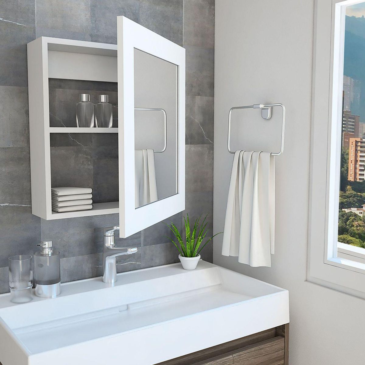 TUHOME - Botiquin Bath 1 Puerta Con Espejo- Blanco