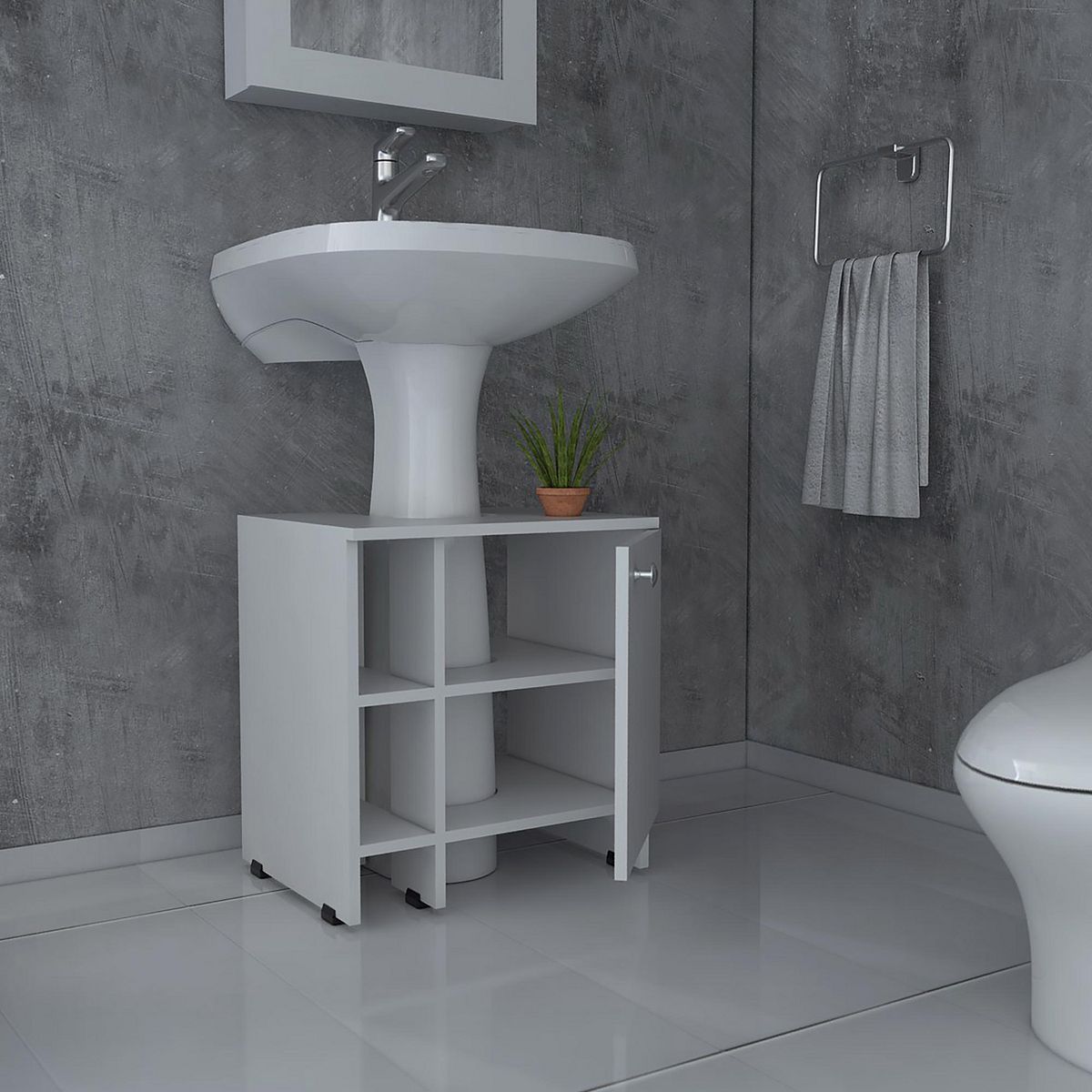 TUHOME - Mueble de Baño Organizador Lavamanos Blanco