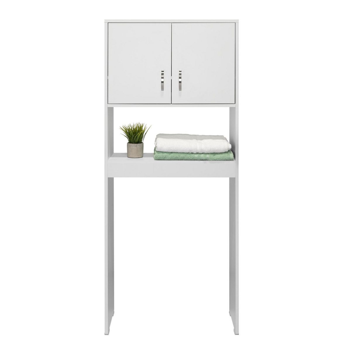TUHOME - Mueble de Baño Organizador sobre Inodoro Blanco Una Repisa Dos Puertas