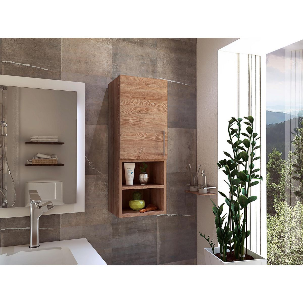 TUHOME - Mueble de Baño Organizador Auxiliar Barcelona Miel