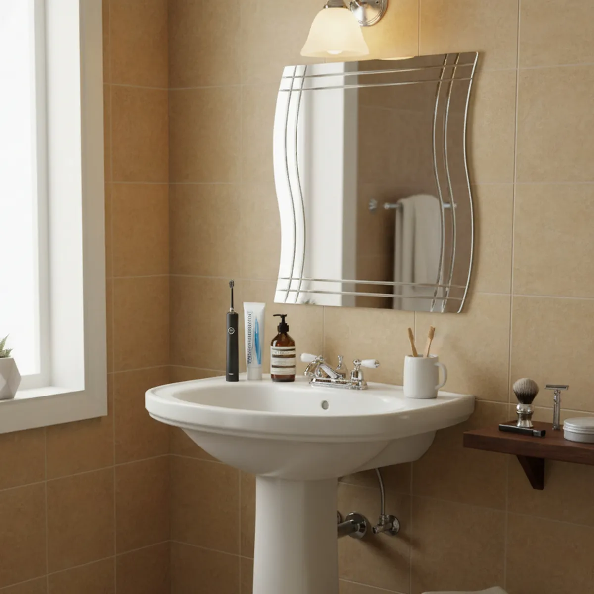 AMERICAN FURNITURE - Espejo de Baño Curvo Deco Lineal 46x40cm