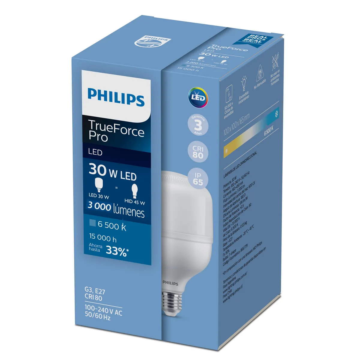PHILIPS - Foco Led Alta Potencia 30W E27 Luz Fría 3000 lm