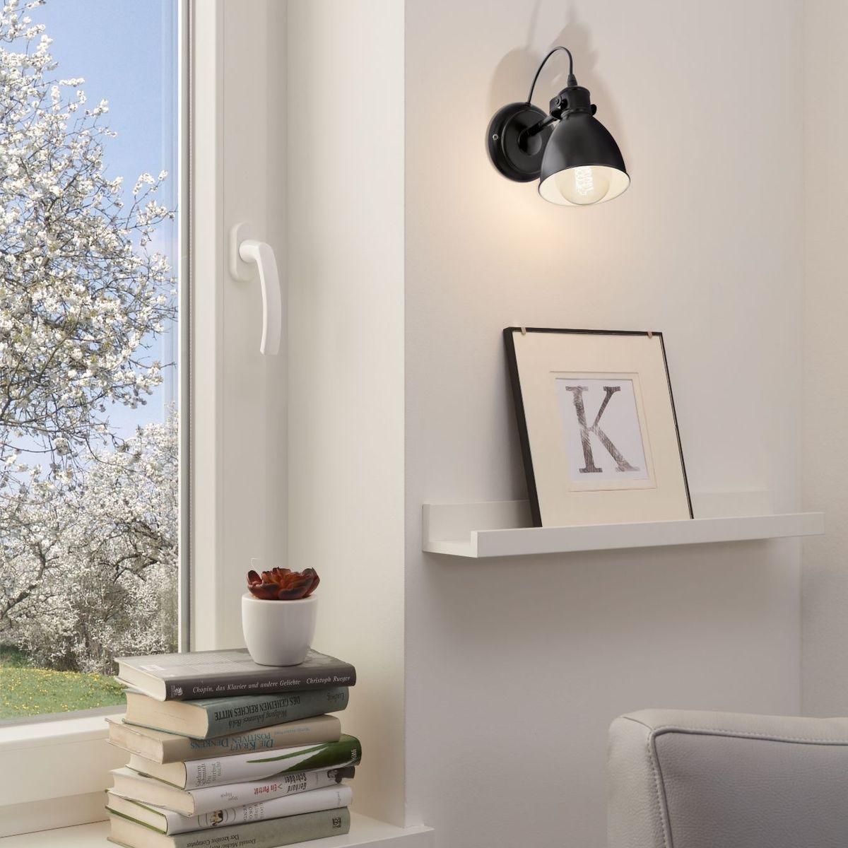 EGLO - Lámpara Aplique Eglo Priddy Acero Negro E27 1x40w