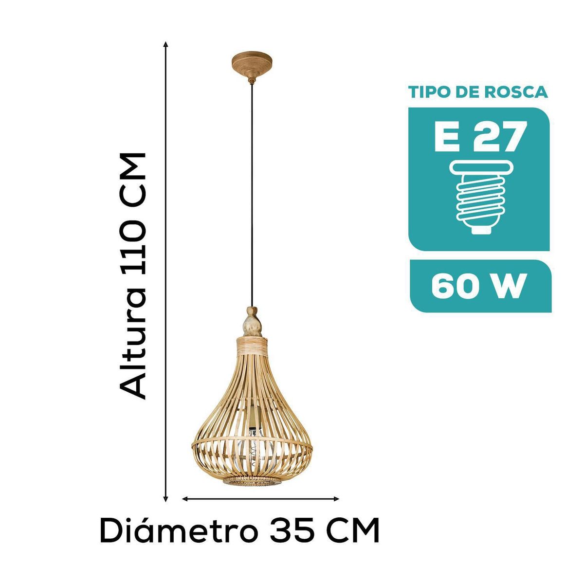 EGLO - Lámpara Colgante Eglo Amsfield E27 1x60w