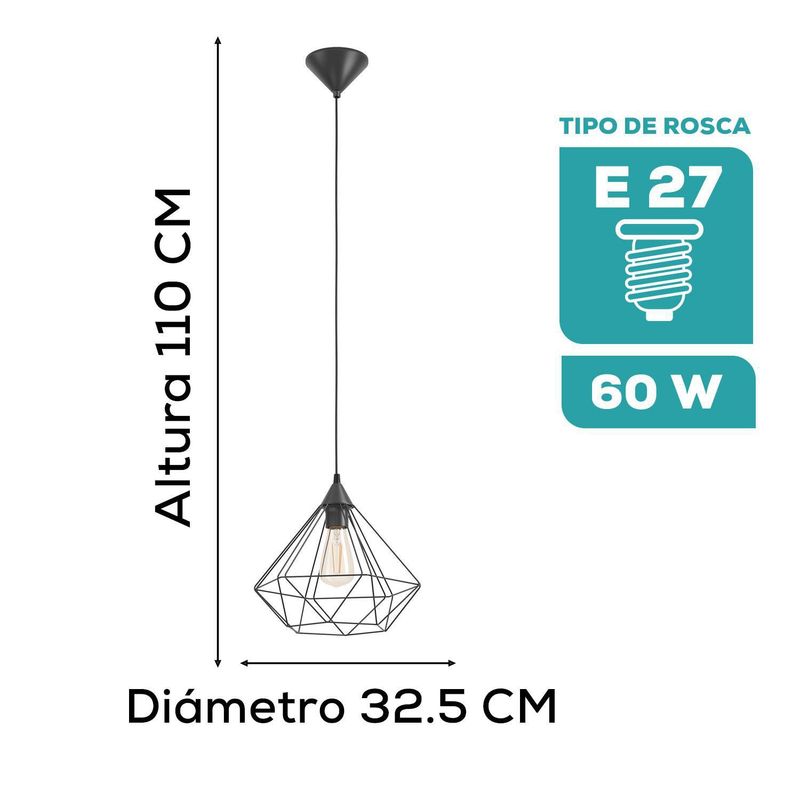 EGLO - Lámpara Colgante Eglo Tarbes  E27 1x60w