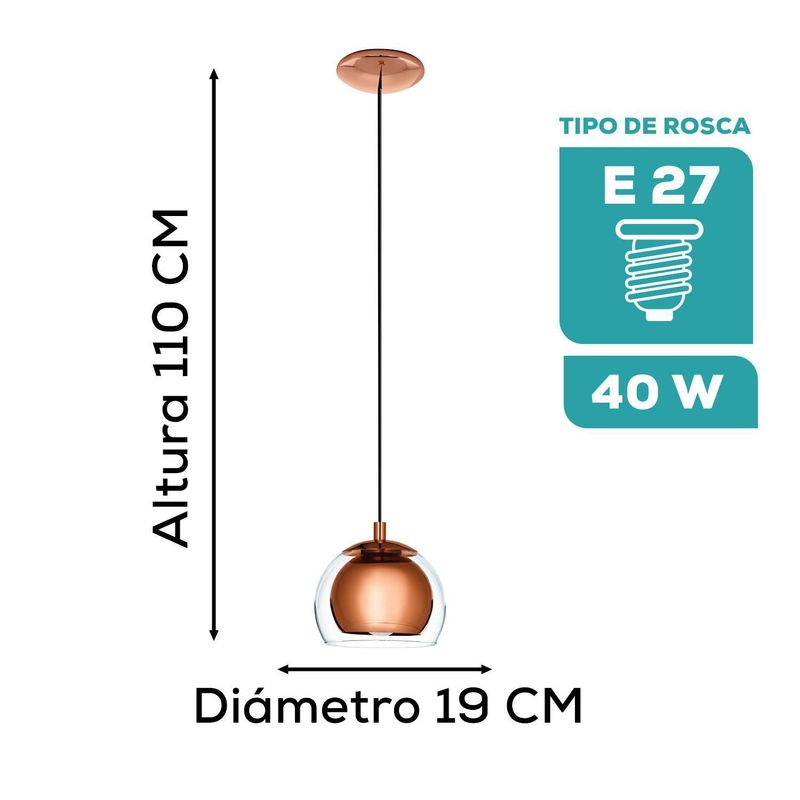 EGLO - Lámpara Colgante Eglo Rocamar E27 1x60w