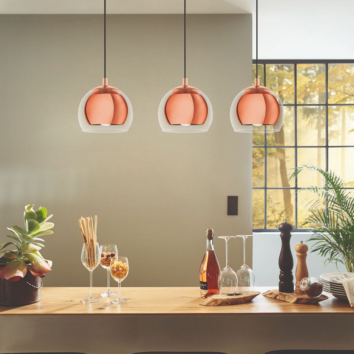 EGLO - Lámpara Colgante Eglo Rocamar Cobre E27 3x40w
