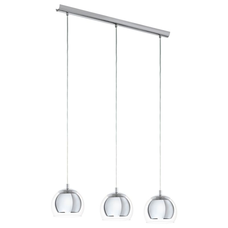 EGLO - Lámpara Colgante Eglo Rocamar Acero Cristal E27 3x40w