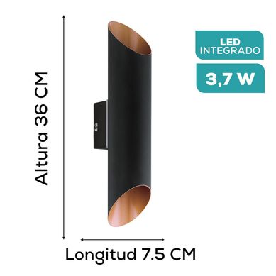 Lmpara Aplique Eglo Agolada Led Acero Galvanizado Black