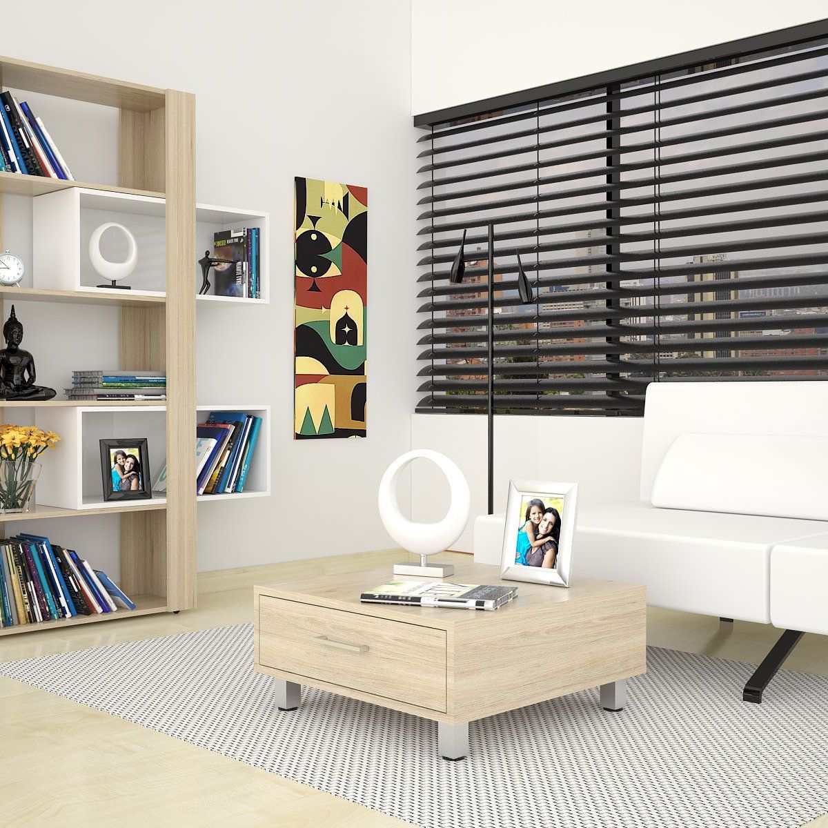 TUHOME - Biblioteca Cubo + Mesa De Centro Rovere