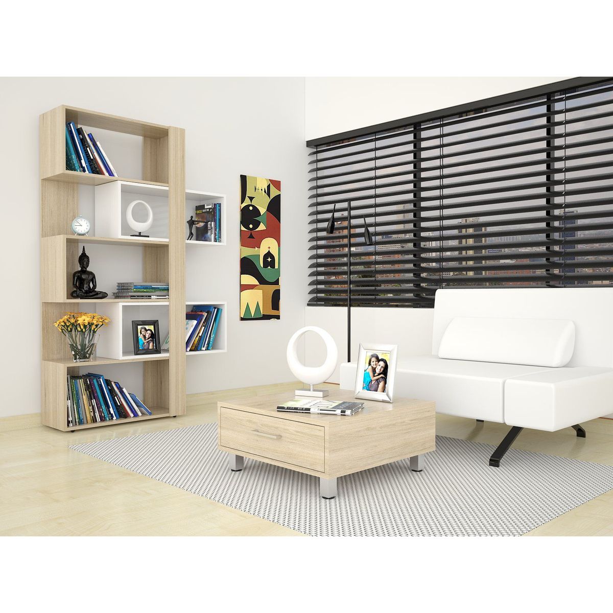 TUHOME - Biblioteca Cubo + Mesa De Centro Rovere