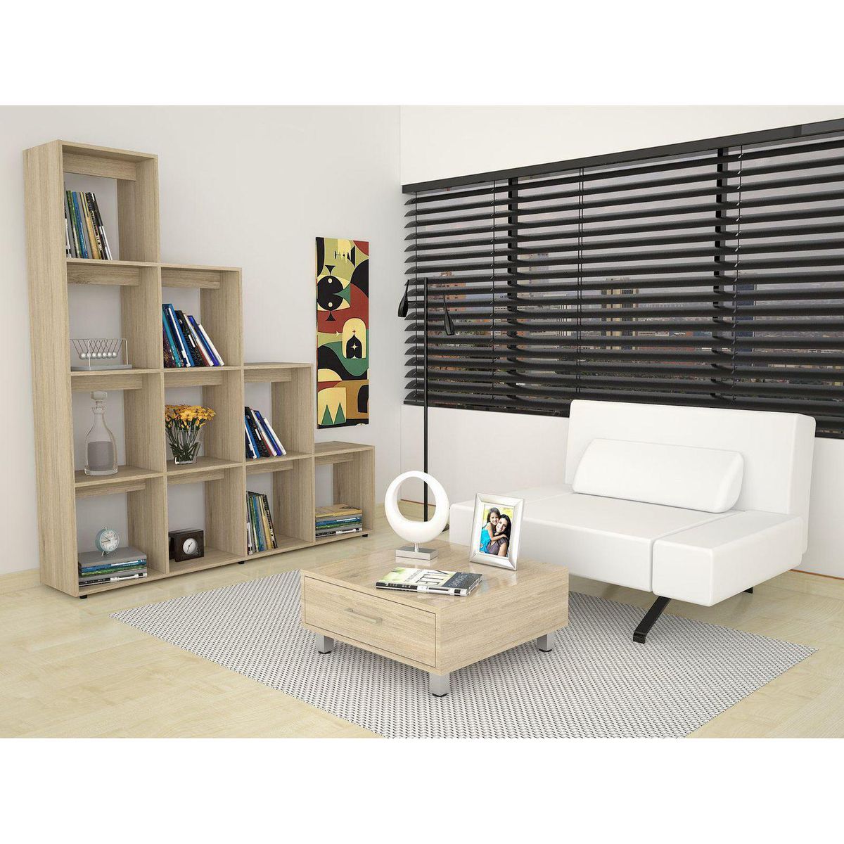 TUHOME - Biblioteca Escalera + Mesa De Centro Rovere