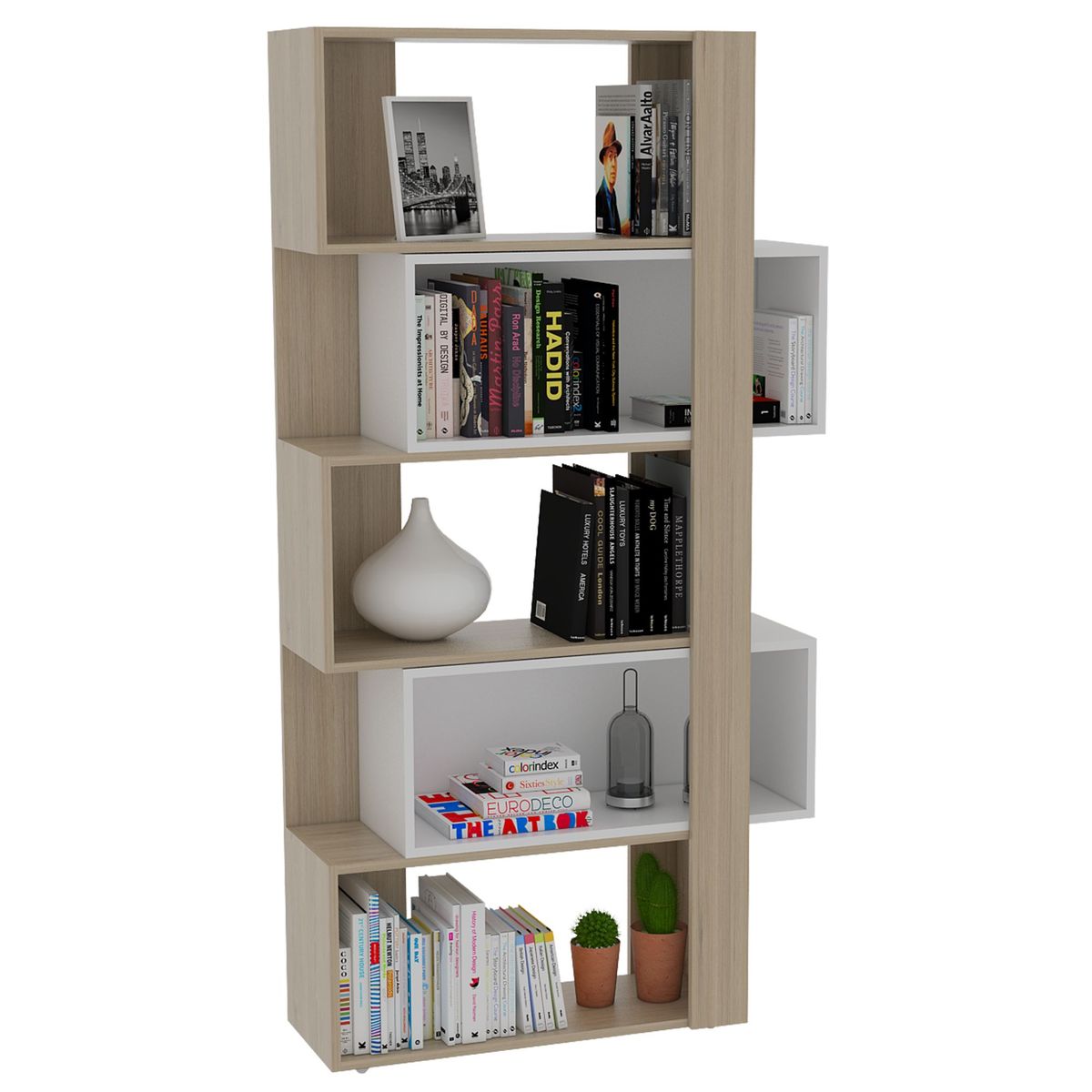 TUHOME - Combo Mesa de TV Extensible 40'' + Biblioteca Cubo + Mueble Auxiliar + Mesa De Centro Rovere