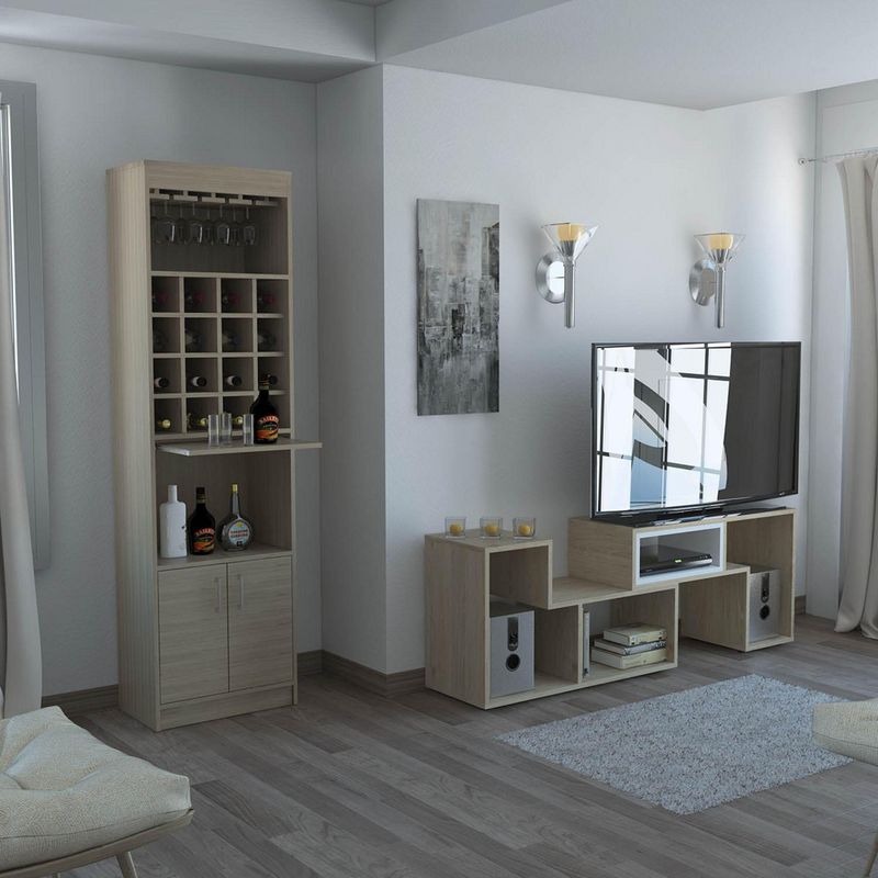 TUHOME - Combo Mesa de TV 40" Extensible + Bar Cava Beijing