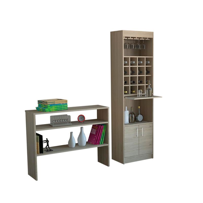 TUHOME - Combo Bar Kava + Mueble Auxiliar Rovere