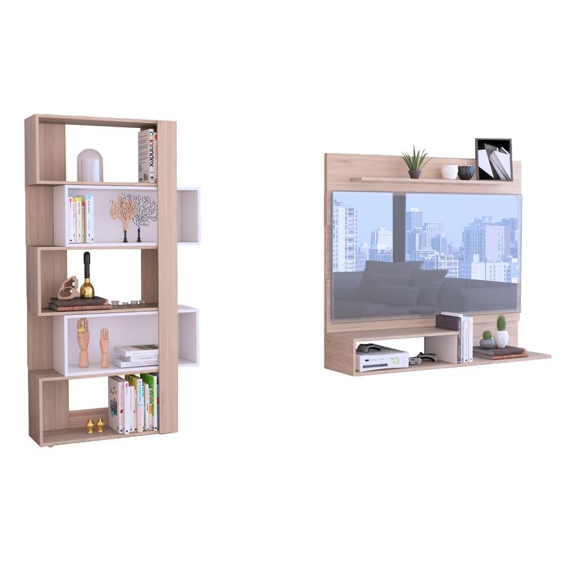 TUHOME - Combo Panel de TV 55" + Estante Librero Beijing