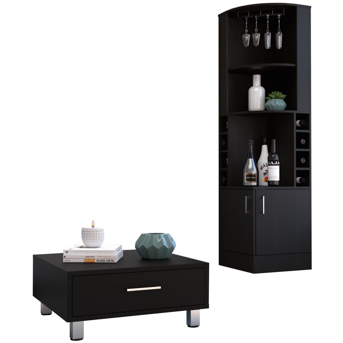 TUHOME - Combo Bar Esquinero Cava + Mesa de Centro Beijing