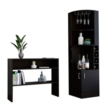 Combo Bar Esquinero Kava + Mueble Auxiliar Beijing Wengue
