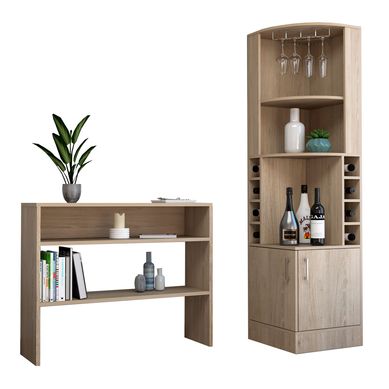 Combo Bar Esquinero Kava + Mueble Auxiliar Beijing Rovere