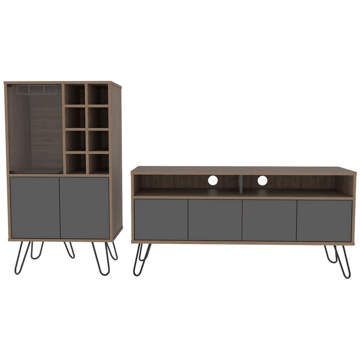 TUHOME - Combo Mesa de TV 55" + Bar Cava Vassel