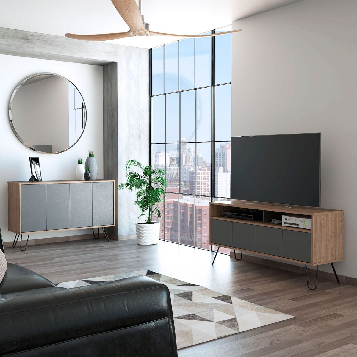 TUHOME - Combo Mesa de TV 55" + Aparador Recibidor Vassel