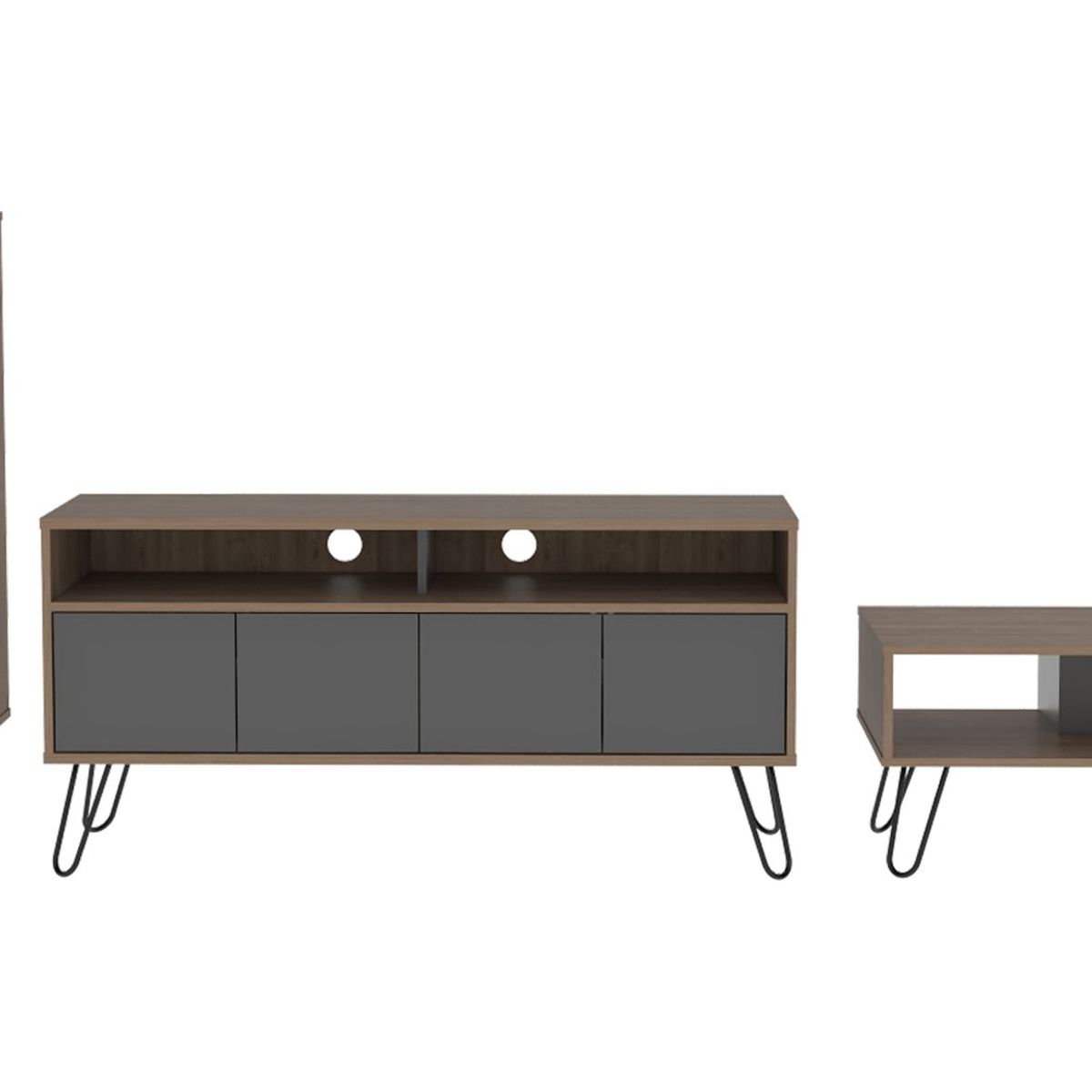 TUHOME - Combo Mesa de TV 55" + Bar Cava + Mesa de Centro Vassel