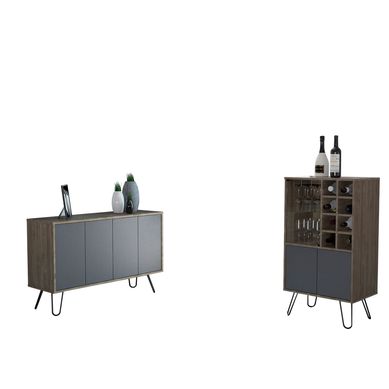 Combo Bar Bajo + Aparador Vassel Miel/Plomo