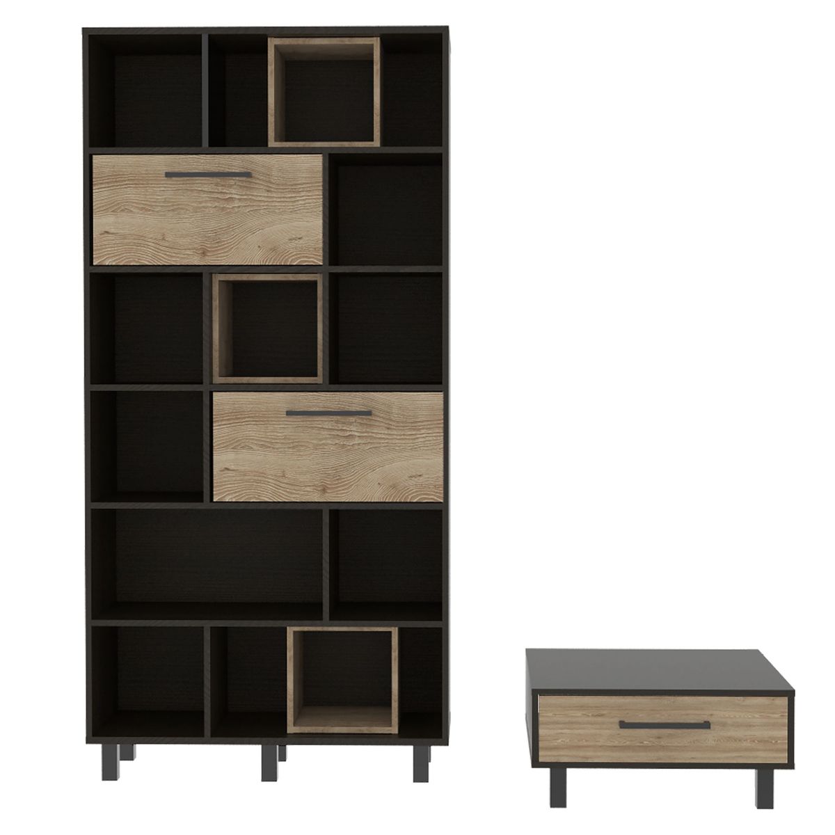 TUHOME - Combo Estante Librero + Mesa de Centro Kaia