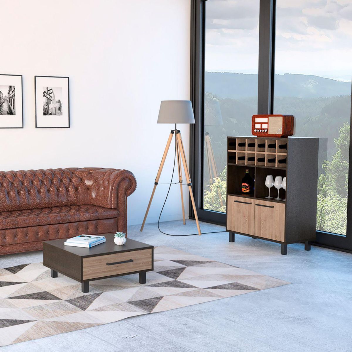 TUHOME - Combo Bar Cava + Mesa de Centro Kaia