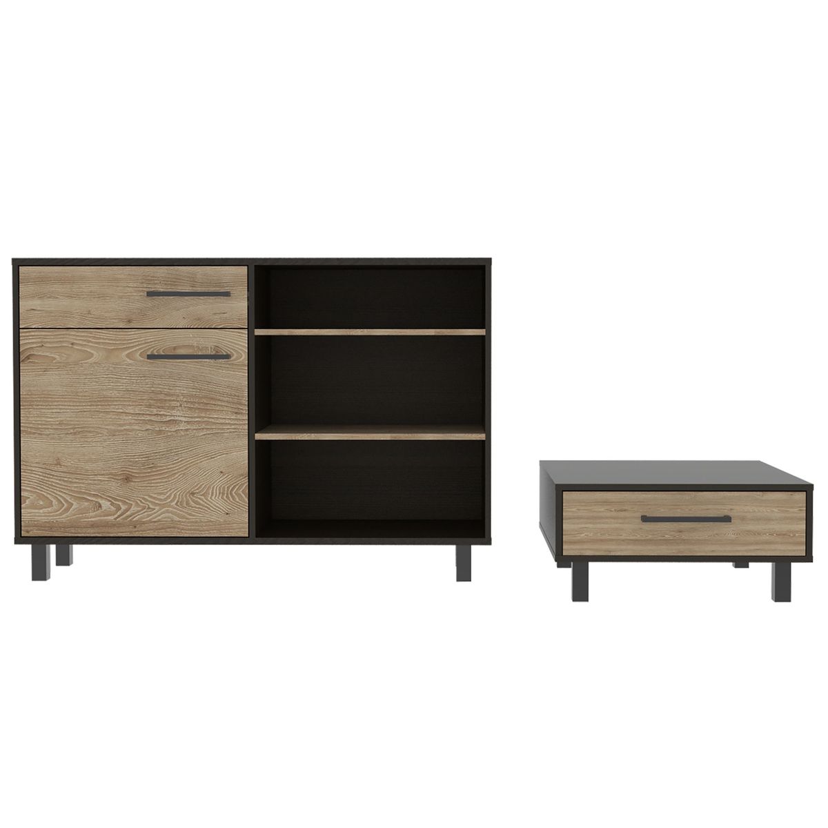 TUHOME - Combo Aparador + Mesa de Centro Kaia Negro/Miel