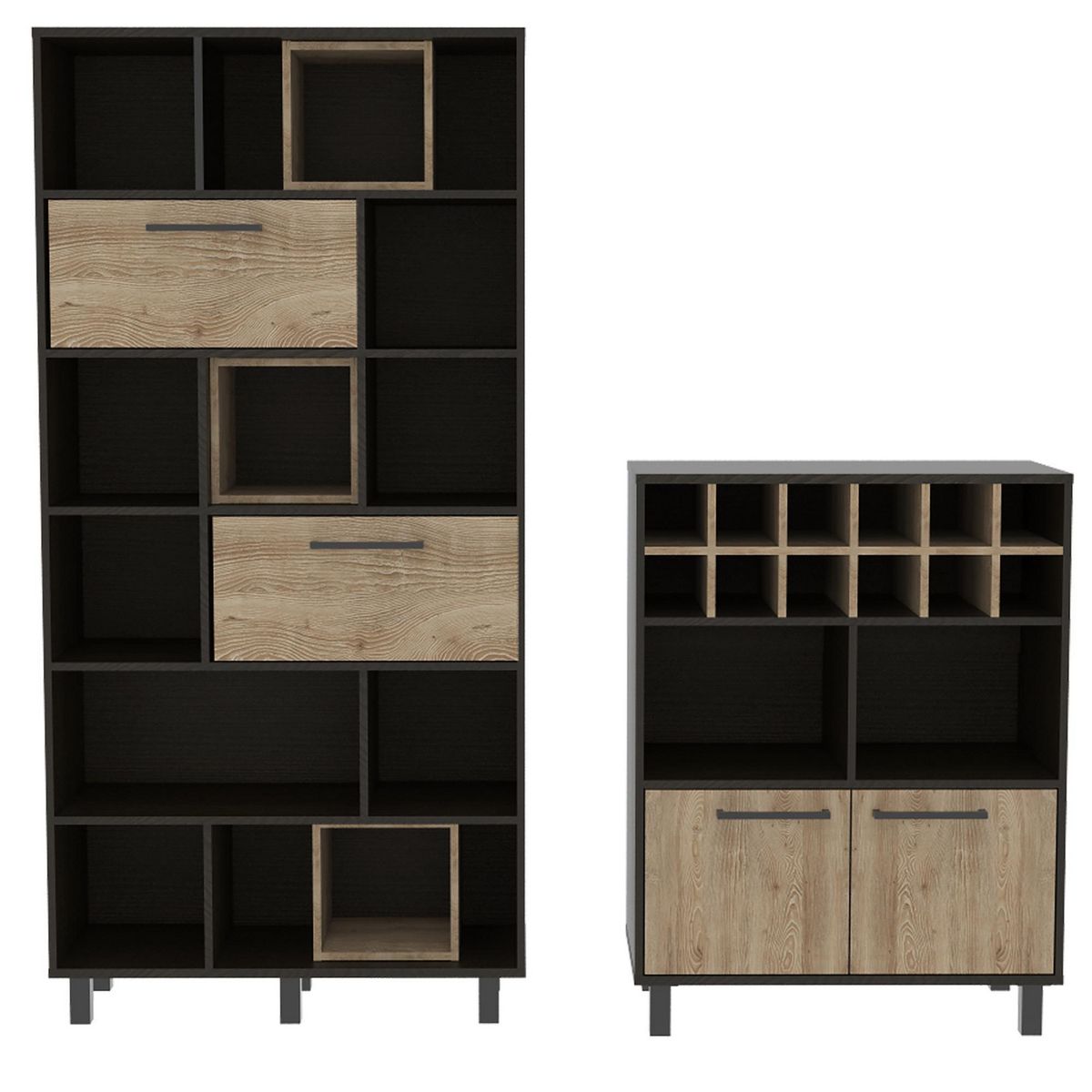 TUHOME - Combo Bar Cava + Estante Librero Kaia