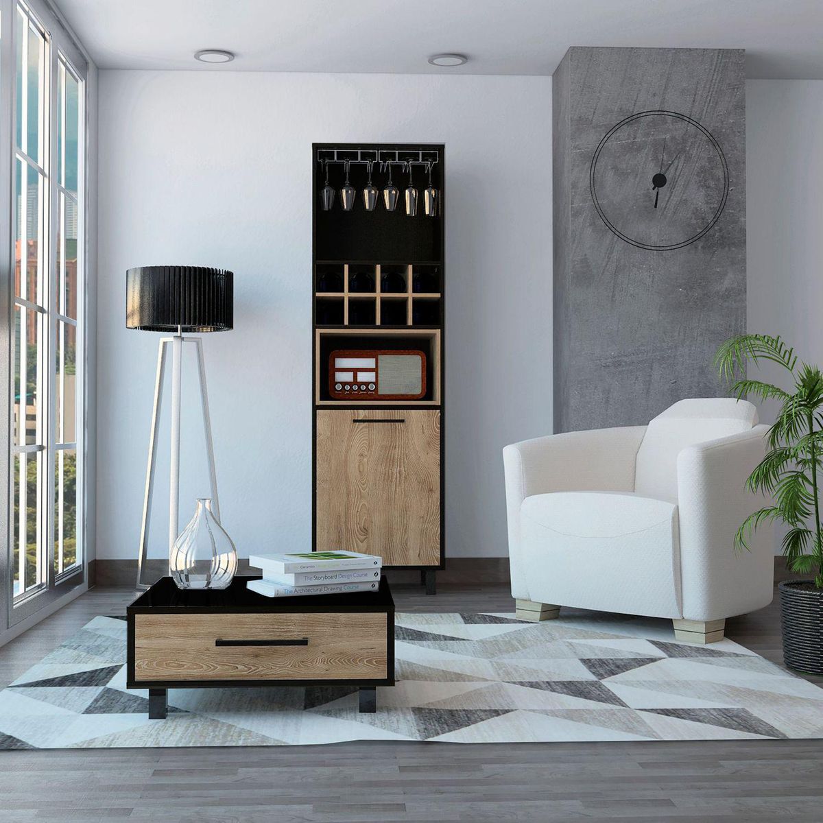 TUHOME - Combo Bar Cava Alto + Mesa de Centro Kaia