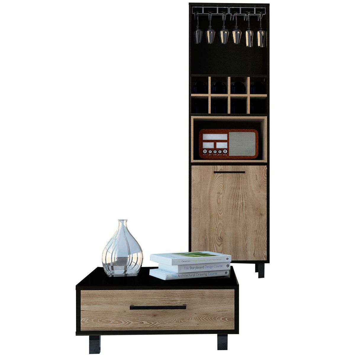 TUHOME - Combo Bar Cava Alto + Mesa de Centro Kaia