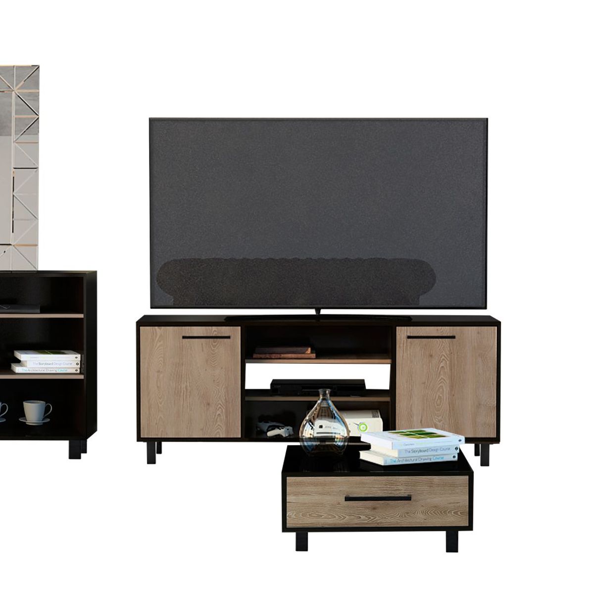 Combo Mesa de TV 55'' + Bar Alto + Aparador + Mesa de Centro Kaia Wengue/Miel, marca TUHOME - Foto 2
