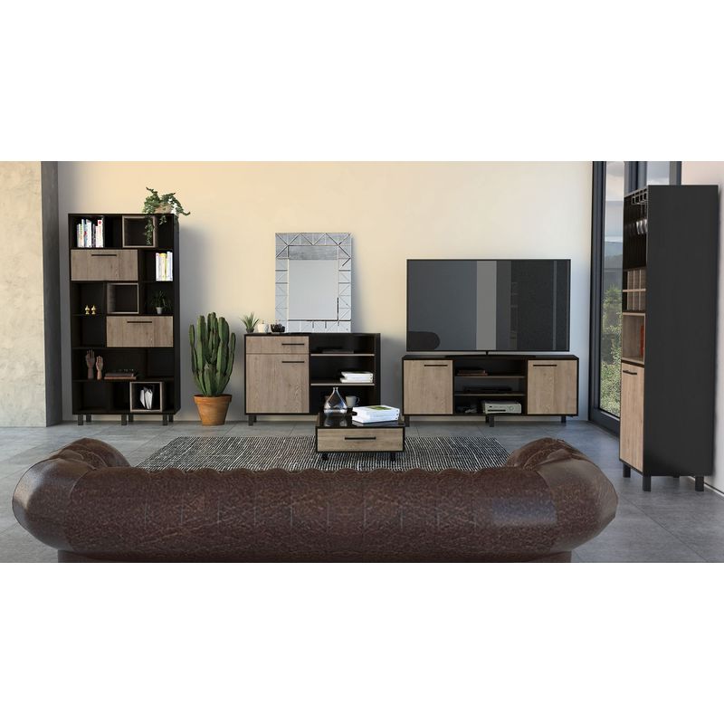 TUHOME - Mesa de TV 55'' + Biblioteca + Bar + Aparador + Mesa de Centro Kaia
