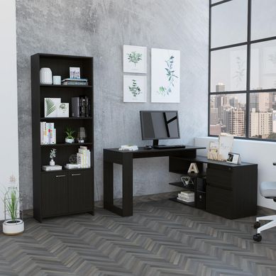 Combo Office 21 Escritorio + Biblioteca Wengue
