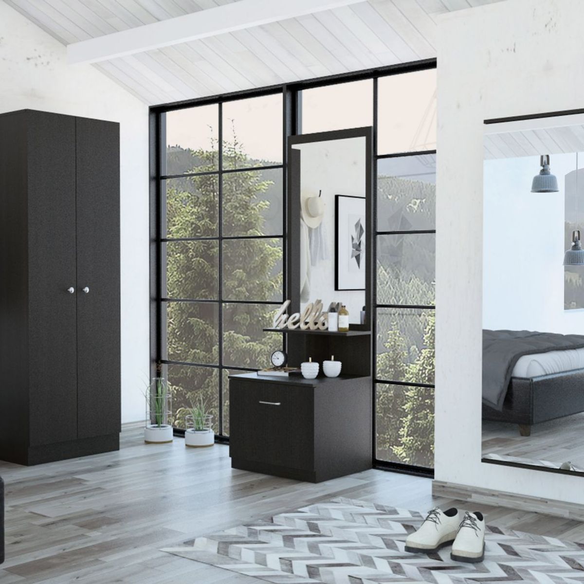 TUHOME - Combo Dreams 12 Ropero + Zapatero + Velador Multifuncional Wengue