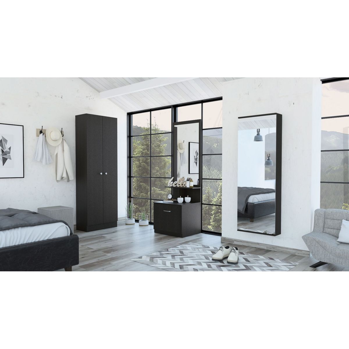 TUHOME - Combo Dreams 12 Ropero + Zapatero + Velador Multifuncional Wengue