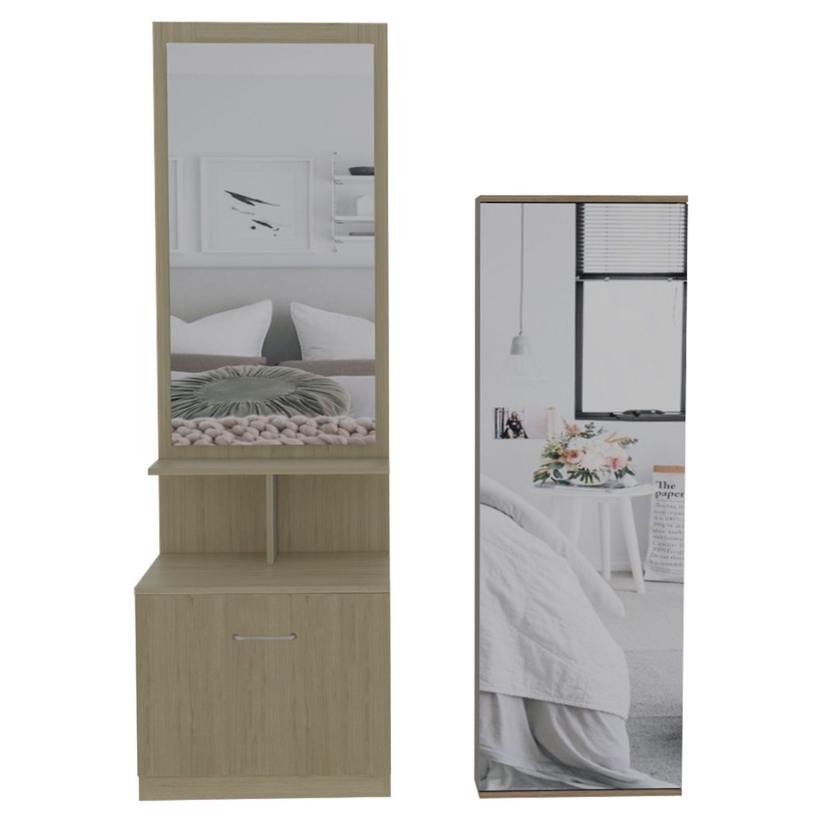 TUHOME - Combo Velador con Espejo + Zapatera con Espejo Dreams 10