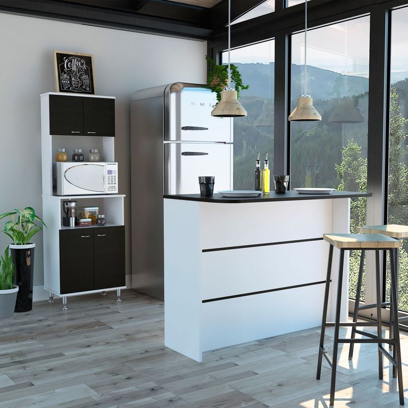 TUHOME - Mueble de Cocina Barra Auxiliar Fendi Blanco Wengue 120cm ancho