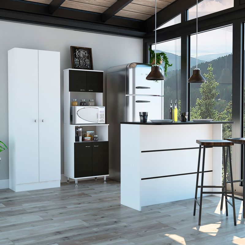 TUHOME - Combo Kitchen 43 Mueble Cocina 54 + Barra de Cocina + Optimizador Wengue/Blanco