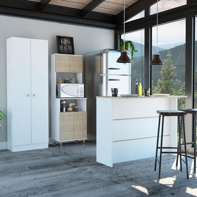 Combo Kitchen 44 Mueble Cocina 54 + Barra de Cocina + Optimizador Rovere/Blanco