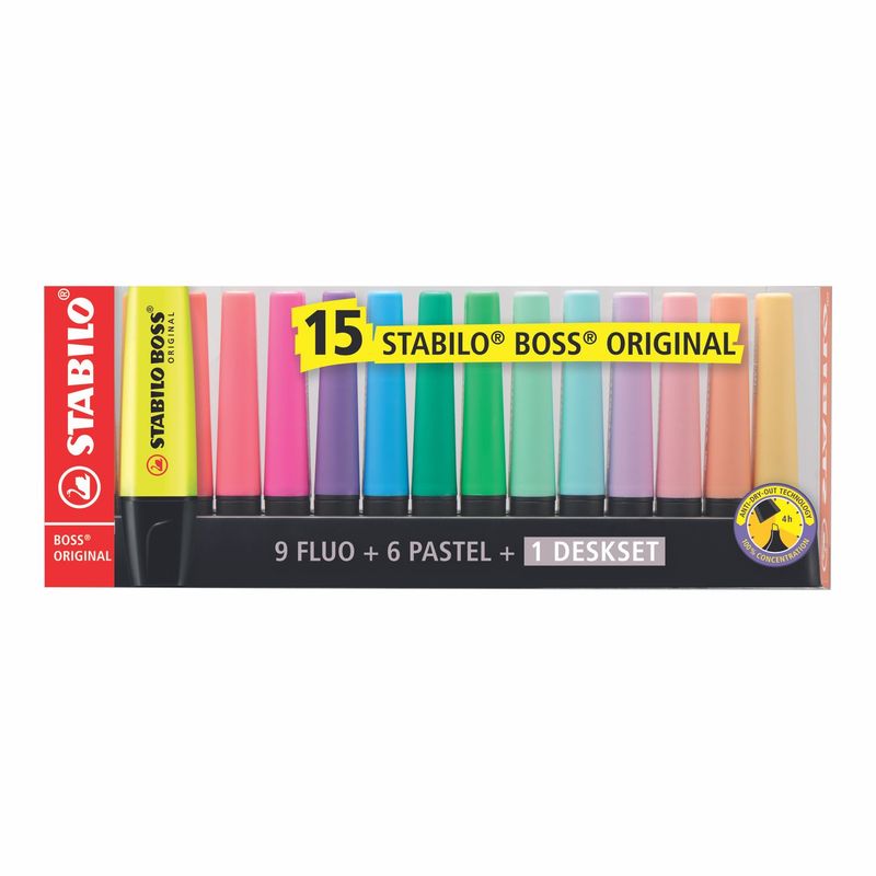 STABILO - Resaltadores Boss Deskset 15 Colores
