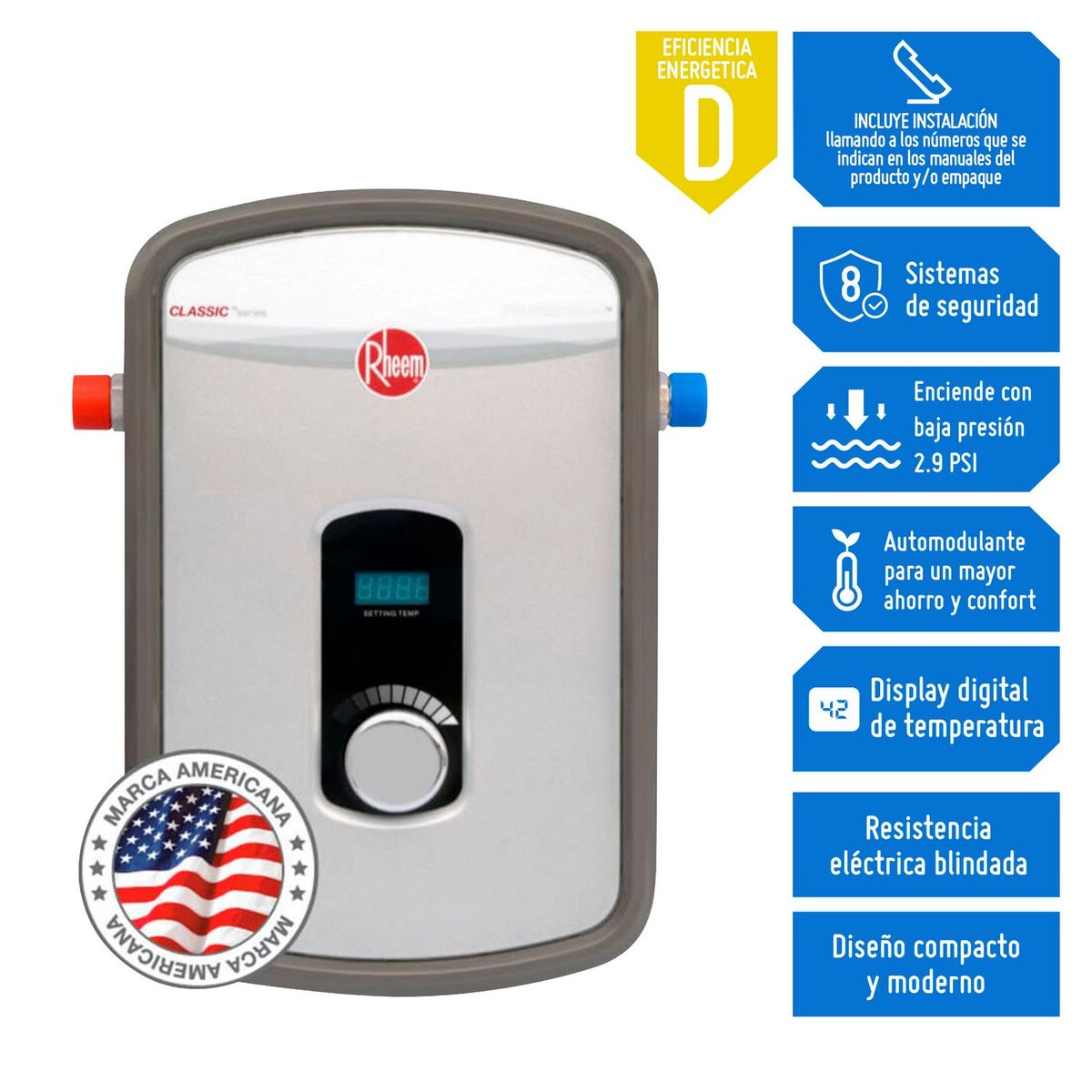 RHEEM - Rapiducha Eléctrica Rheem Multipunto 9.5kW
