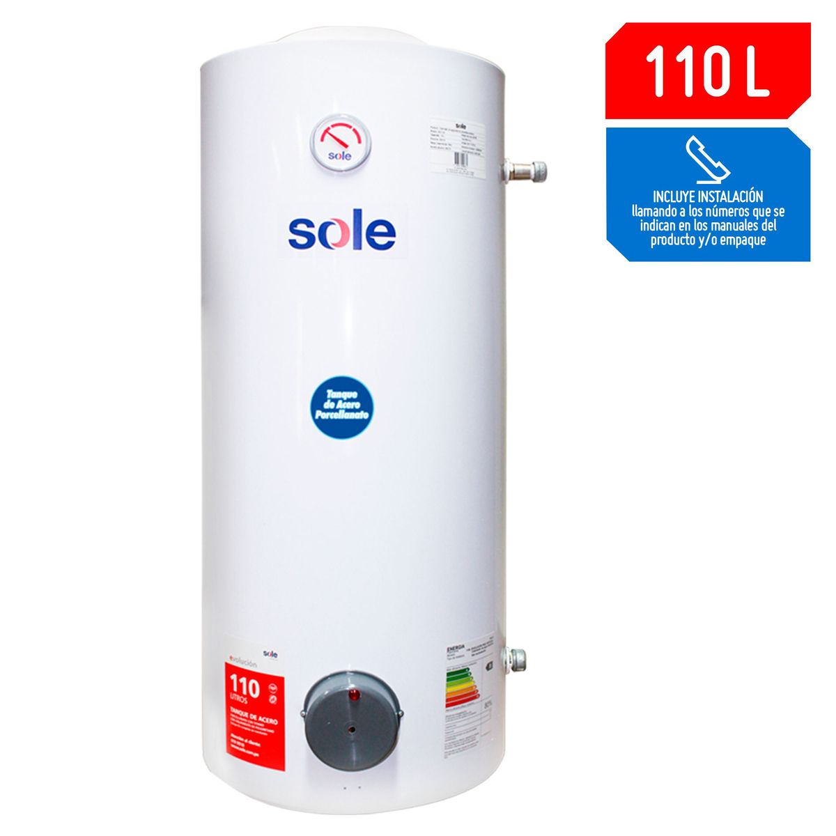 SOLE -  Eléctrica 110 Litros 2000 W de Muro