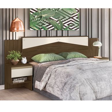 Combo Veneza Cabecera + 2 Veladores Marrn/Blanco