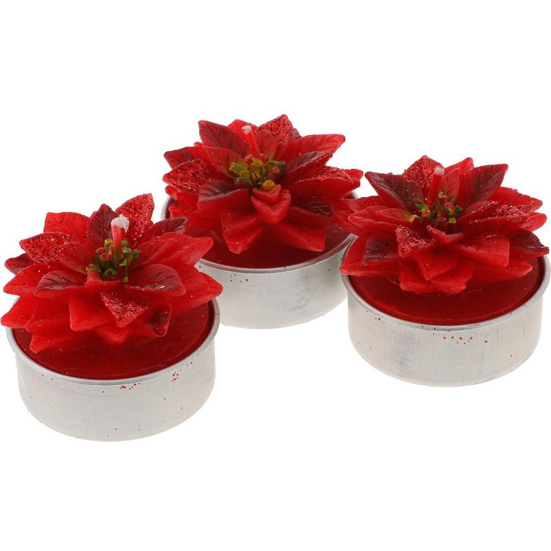 DEAR SANTA - Set 6T Light Poinsettia Rojo 4cm